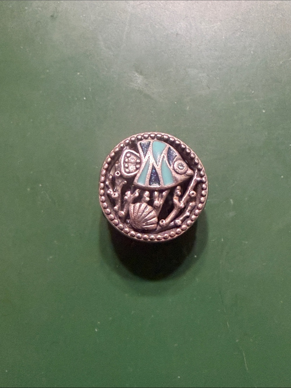 Pandora Sterling Silver Ocean Fish Charm with Teal Enamel 925